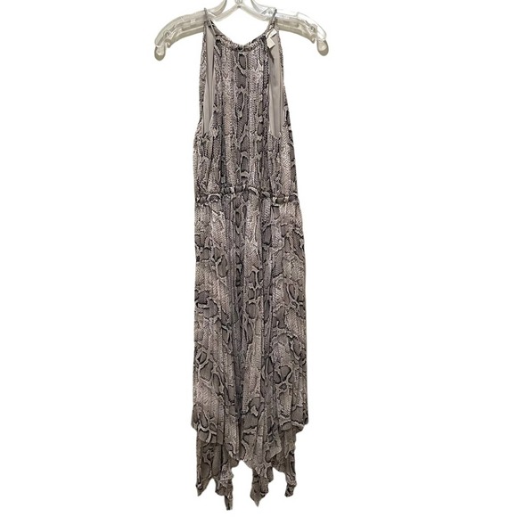 Michael Michael Kors Pleated Snake Print Georgette Halter Dress Size Large - Picture 3 of 11